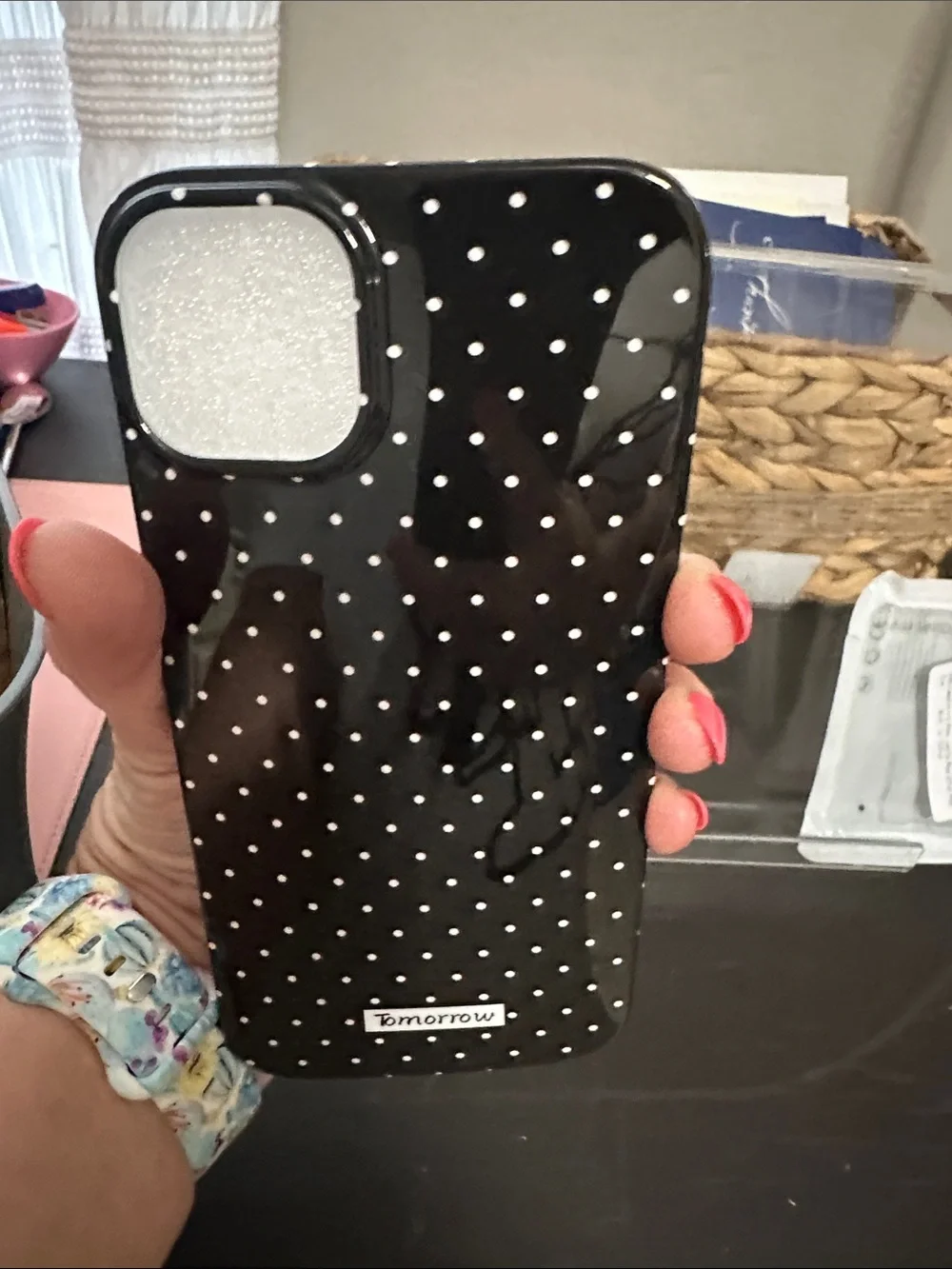 Black Polka Dot Phone Case for iPhone 15 plus NWT